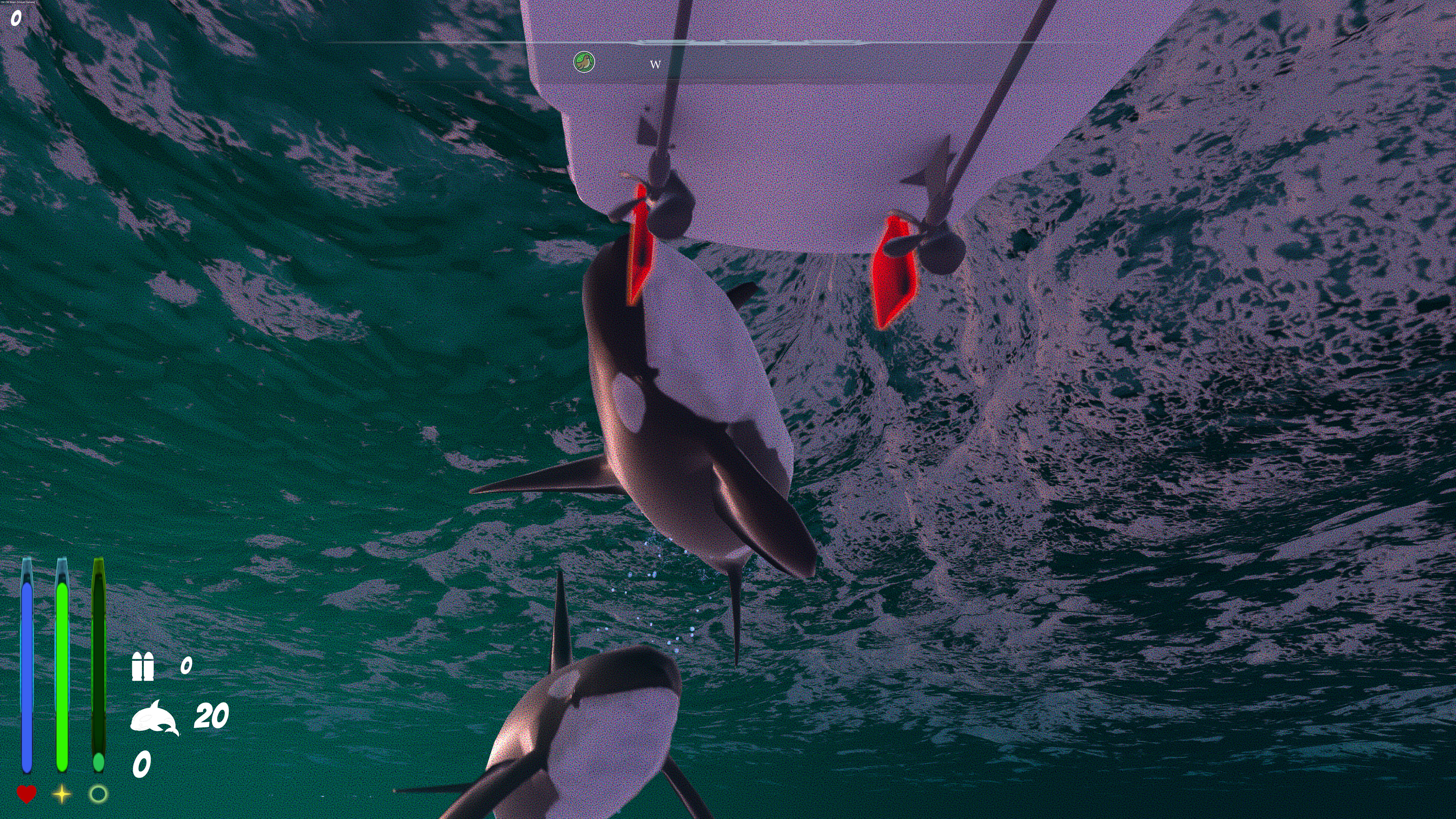 An orca biting through a boat rudder